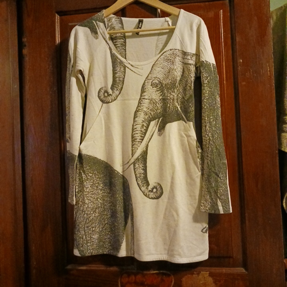 Elephant Graphic Mini Dress With Deep Pockets